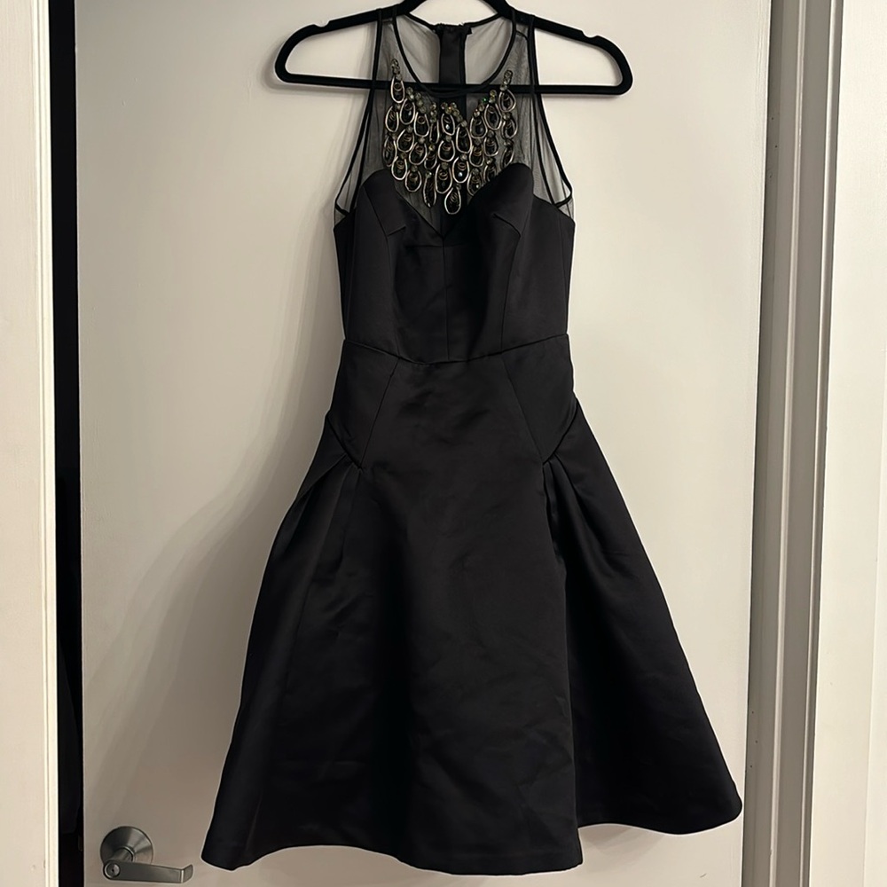 Milly jeweled neck cocktail dress